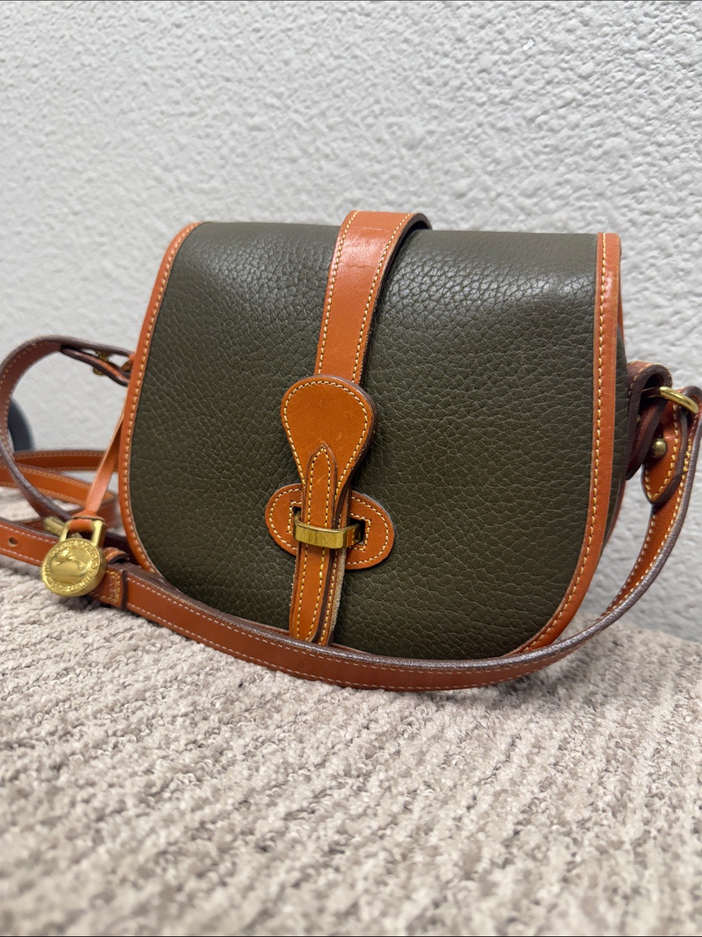 Rare Vintage Dooney & Bourke Olive Equestrian Tack Crossbody Saddle Bag